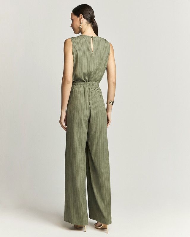 CALÇA PANTALONA CANVAS C/ DETALHE DE LAPELA