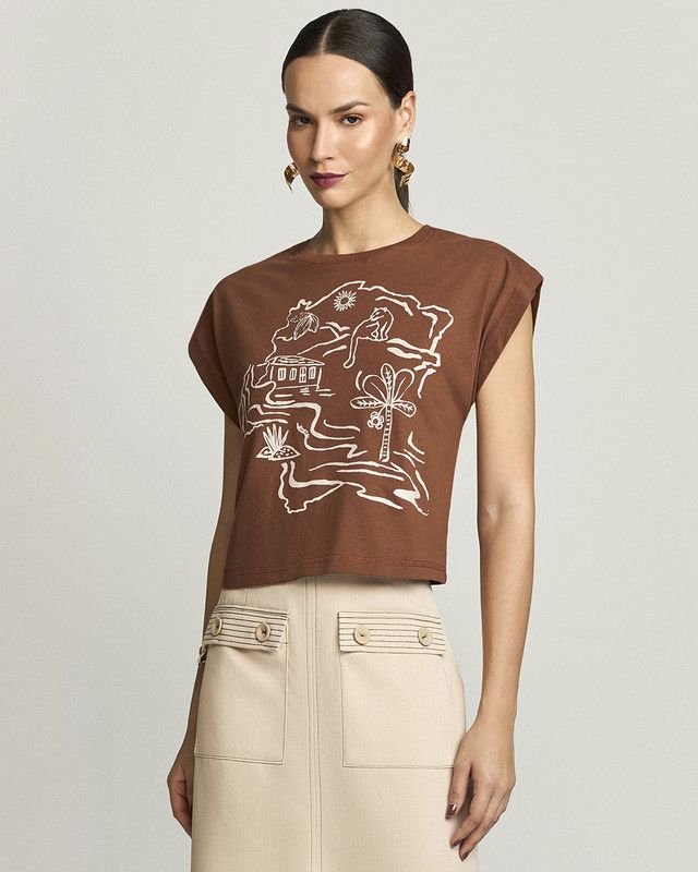 T-SHIRT DE MALHA CROPPED MAPA
