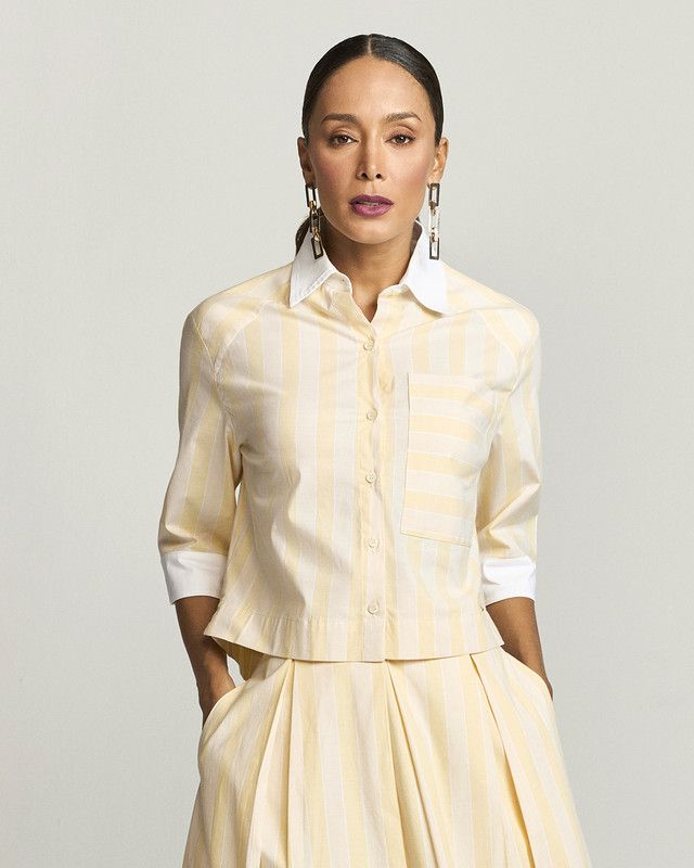 CAMISA CROPPED LISTRA CAMBRIDGE