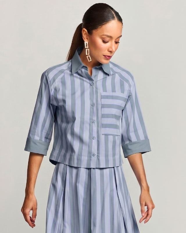 CAMISA CROPPED LISTRA CAMBRIDGE