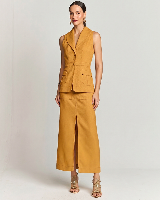 SAIA LÁPIS ALFAIATARIA LINEN C/ LINHA CONTRASTANTE