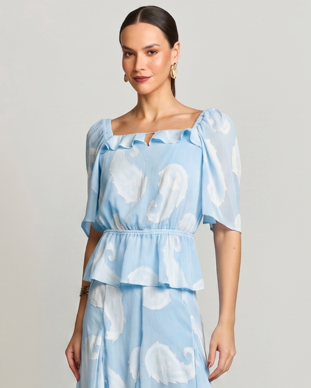 BLUSA CHIFON PASISLEY C/ BABADOS