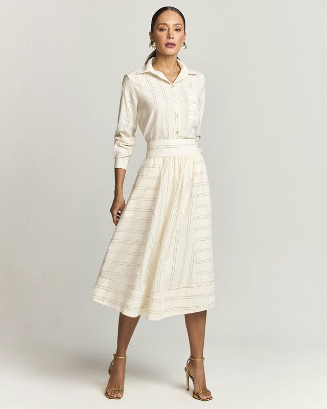 SAIA MIDI COTTON POP LISTRA COBRE