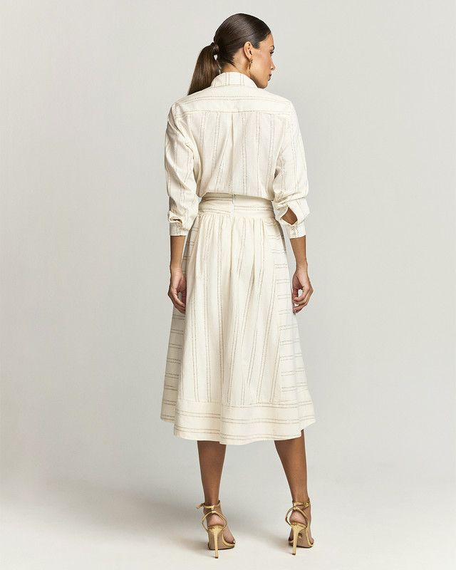 SAIA MIDI COTTON POP LISTRA COBRE