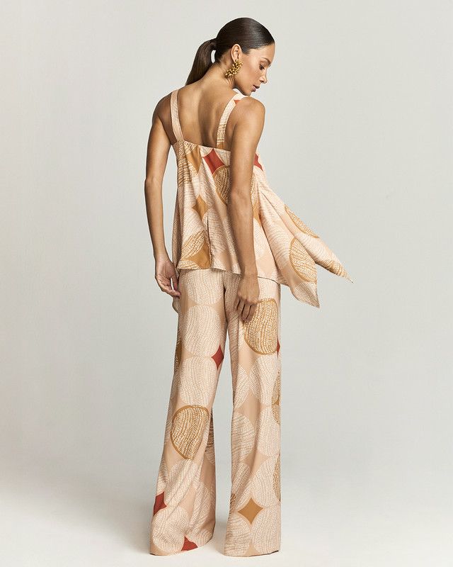 CALÇA PANTALONA MAXI POÁ OCRE
