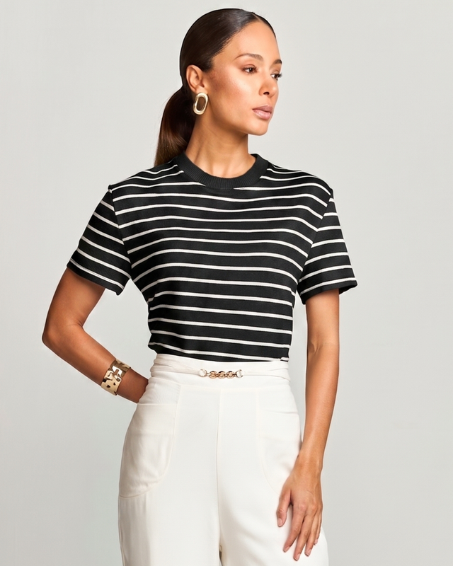 T-SHIRT MALHA LISTRADA