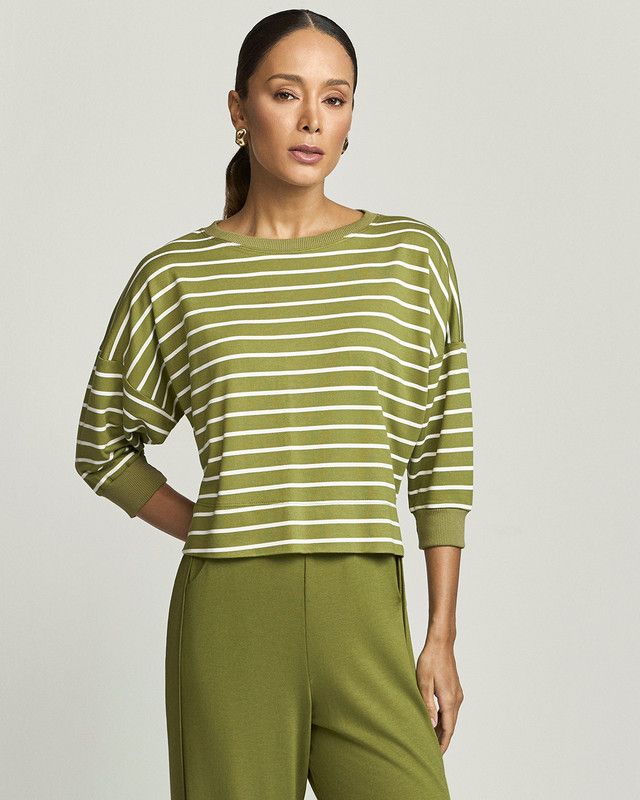 BLUSA OMBRO A OMBRO MALHA LISTRADA