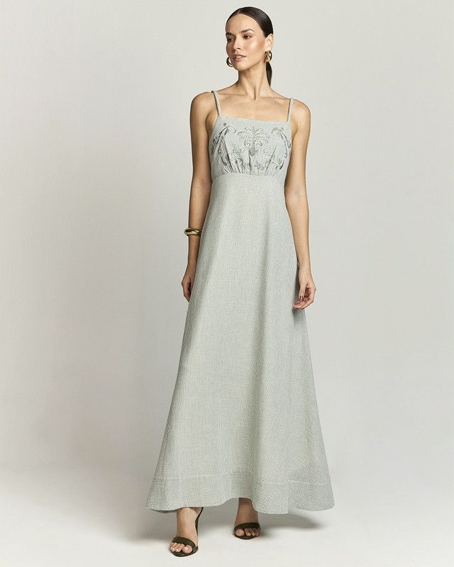 VESTIDO LONGUETE STRIPE C/ BORDADO