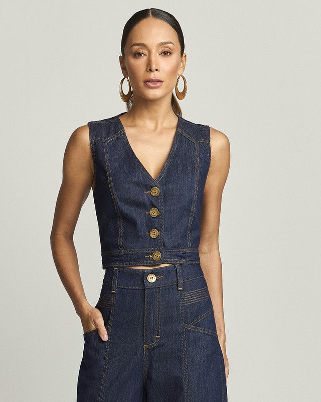 TOP JEANS C/ DECOTE VAZADO COSTA