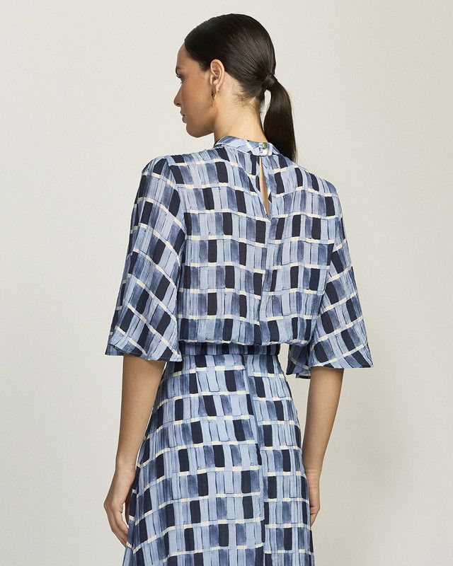 BLUSA PATCHWORK JEANS COM ELÁSTICO BARRA