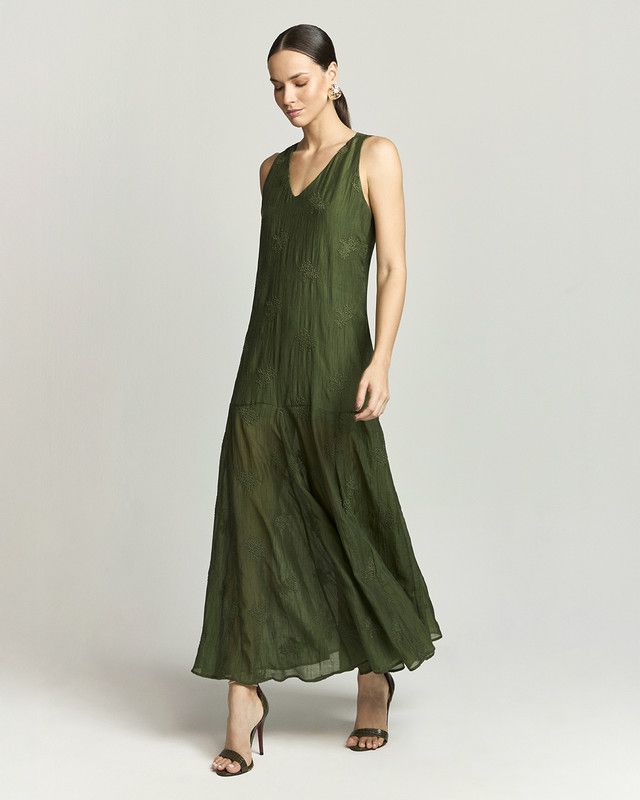 VESTIDO LONGUETE BORDADO AIRA C/ NESGAS