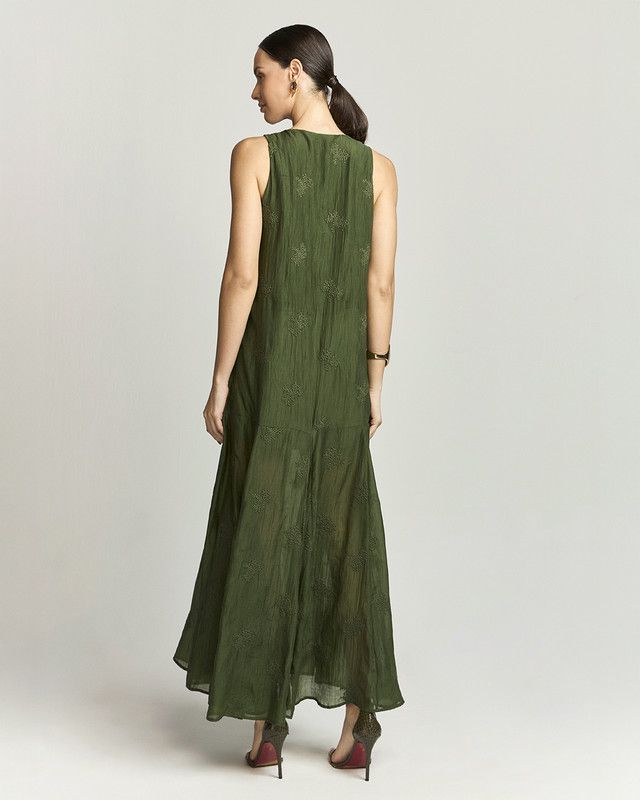 VESTIDO LONGUETE BORDADO AIRA C/ NESGAS