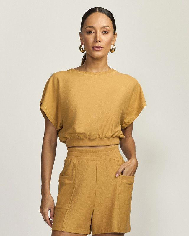 BLUSA CROPPED COMFY MALHA  DIAGONAL