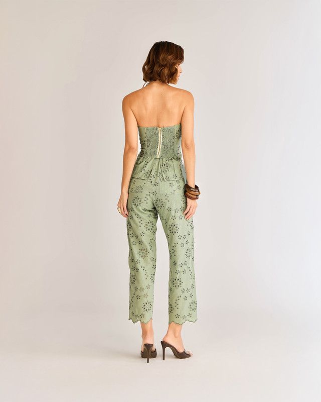 CALÇA CROPPED C/ ELÁSTICO LAISE BORDADA