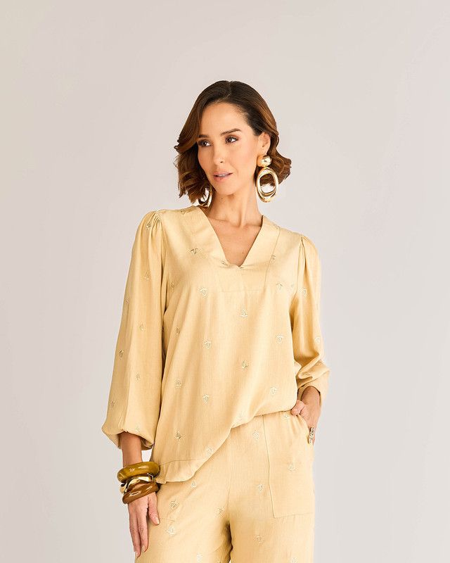 BLUSA MANGA LONGA BORDADO AURA