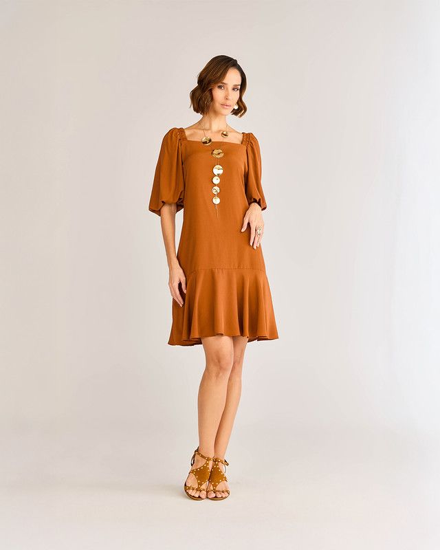 T-DRESS EM CREPE COM DECOTE QUADRADO