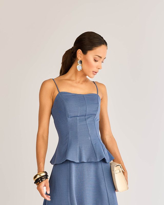 PEPLUM COM PREGAS ALFAIATARIA TEXTURA