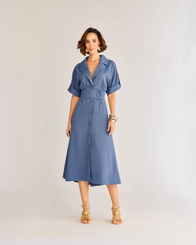 VESTIDO C/ TRANSPASSE ALFAIATARIA TEXTURA