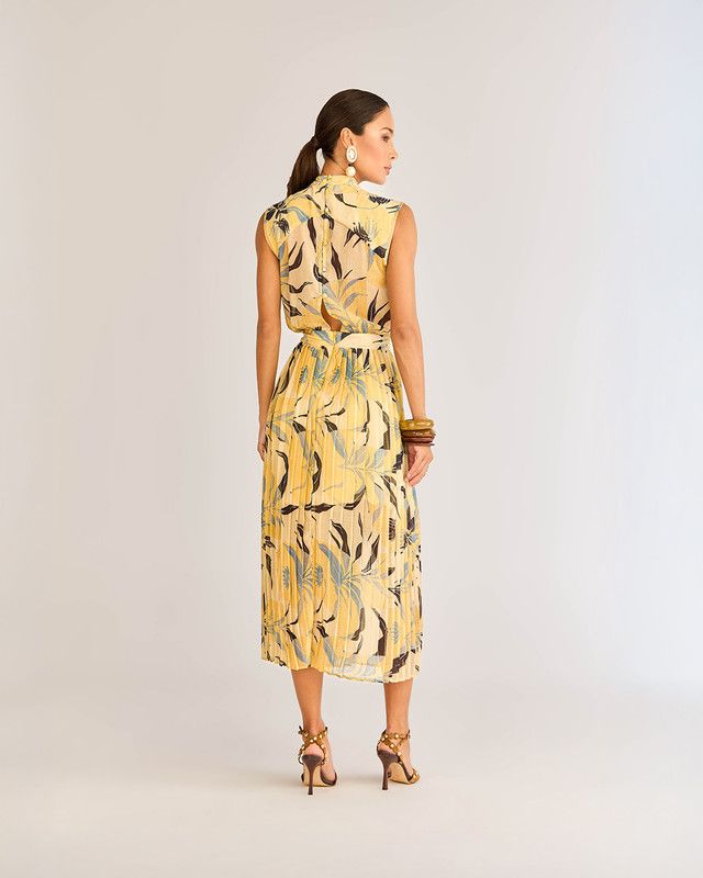 VESTIDO MIDI PLISSADO SOLEI