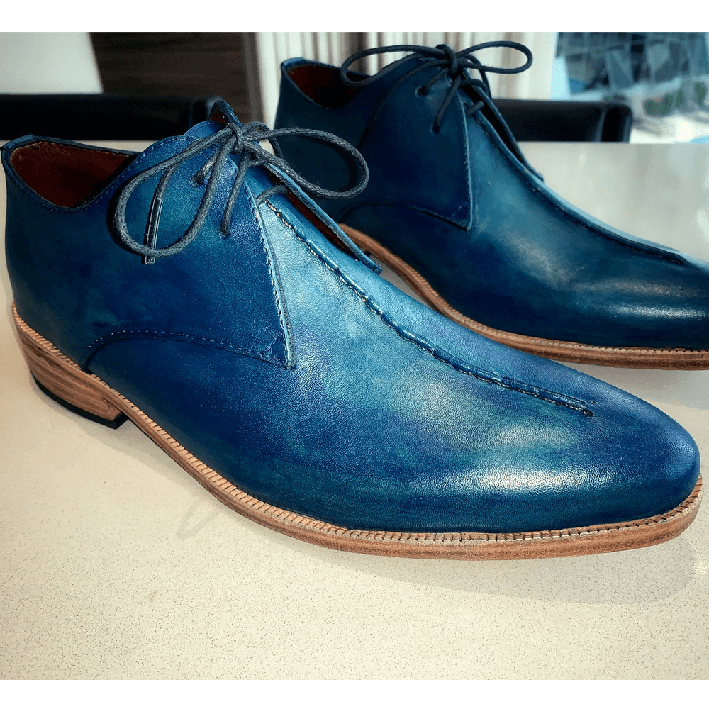 Sapato Derby Francisco Patina Azul Natural