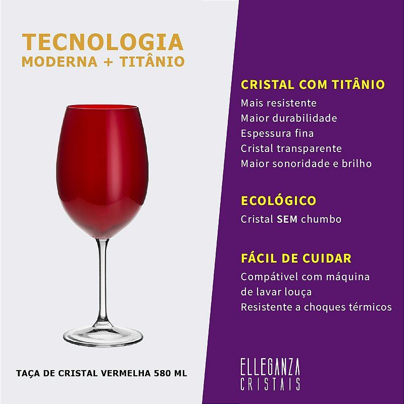 Taças Colibri Bohemia - Jogo 12 Peças 580ml Cristal