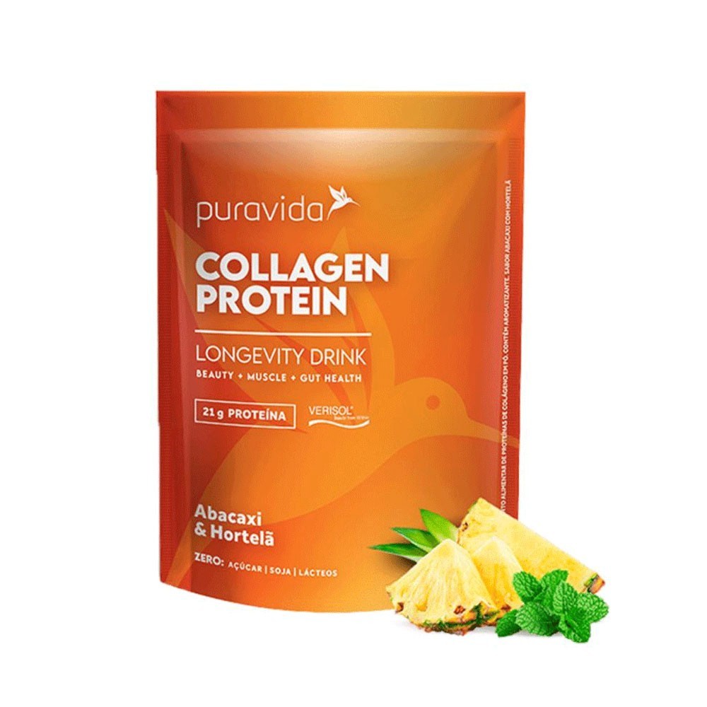 COLLAGEN PROTEIN ABACAXI HORTELÃ PURAVIDA 450G 