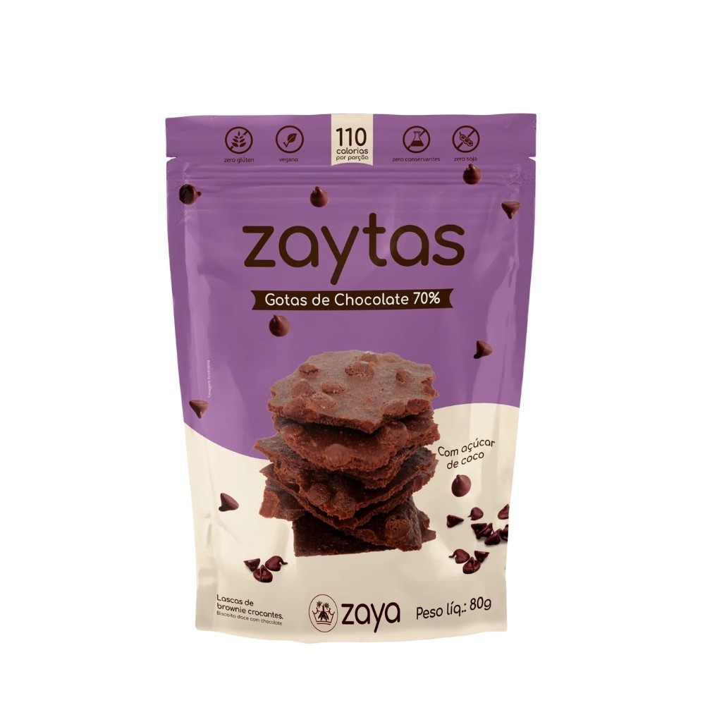 LASCAS DE BROWNIE ZAYTAS GOTAS CHOCOLATE 70% ZAYA 80G