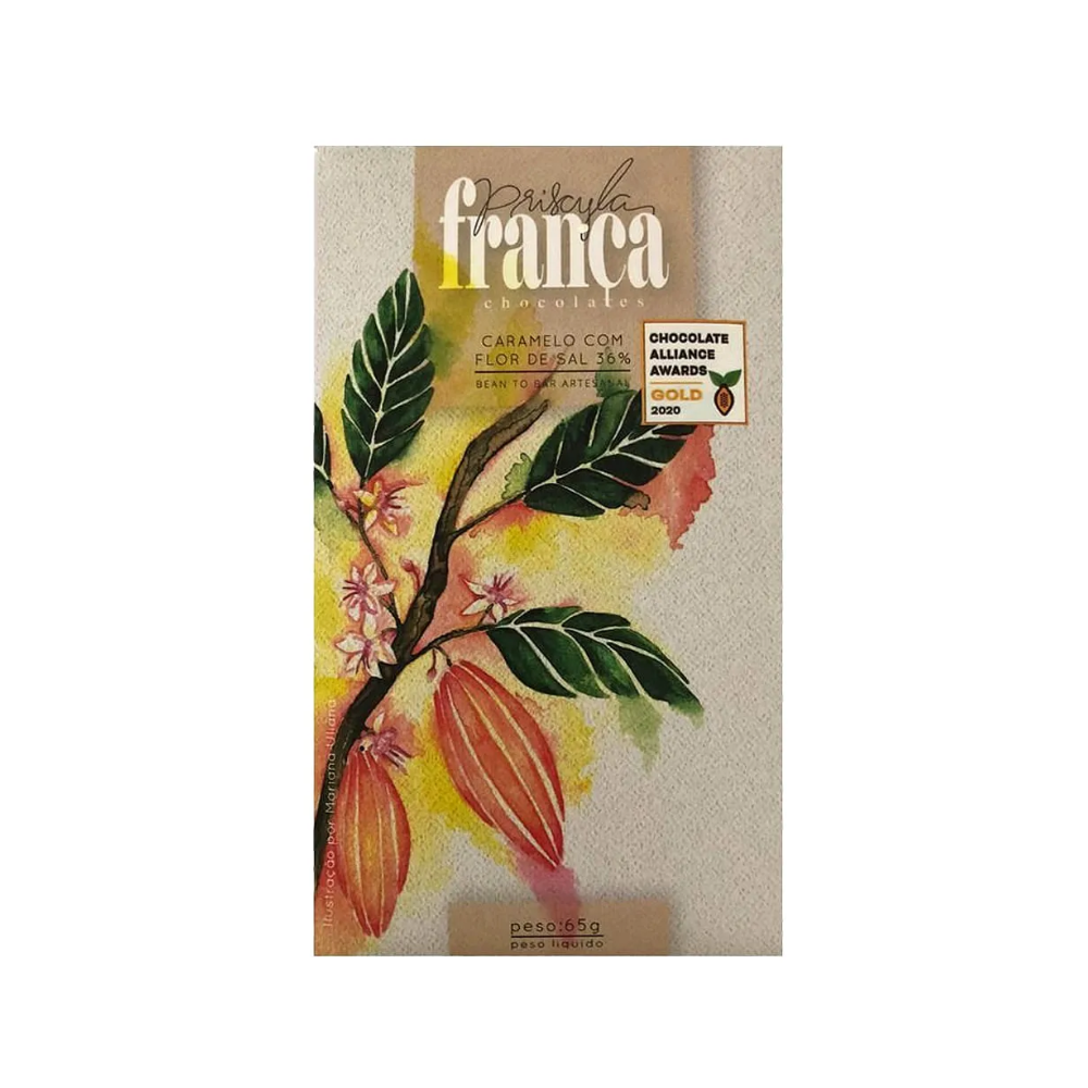 CHOCOLATE BRANCO CARAMELO E FLOR DE SAL PRISCYLA FRANÇA 65G