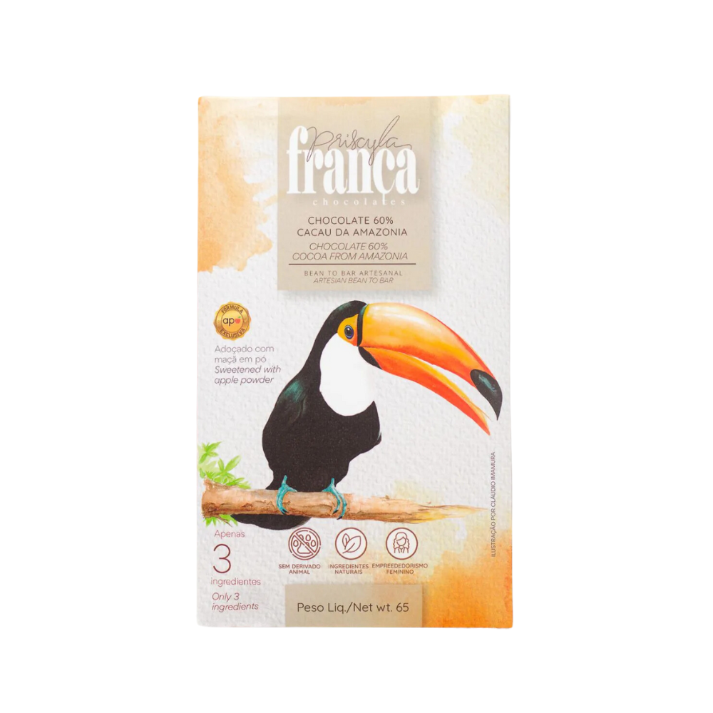 CHOCOLATE 60% CACAU AMAZÔNIA PRISCYLA FRANÇA 65G