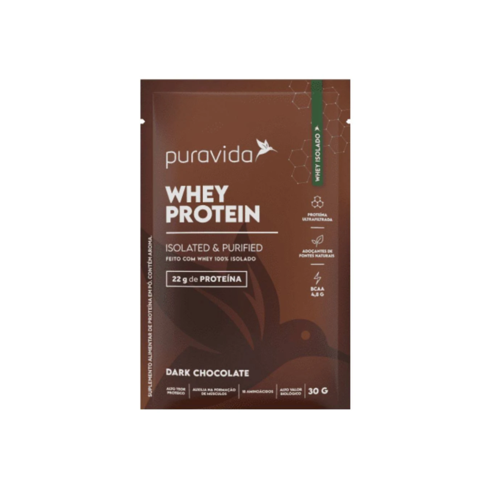 WHEY PROTEIN ISOLADO DARK CHOCOLATE PURAVIDA 30G