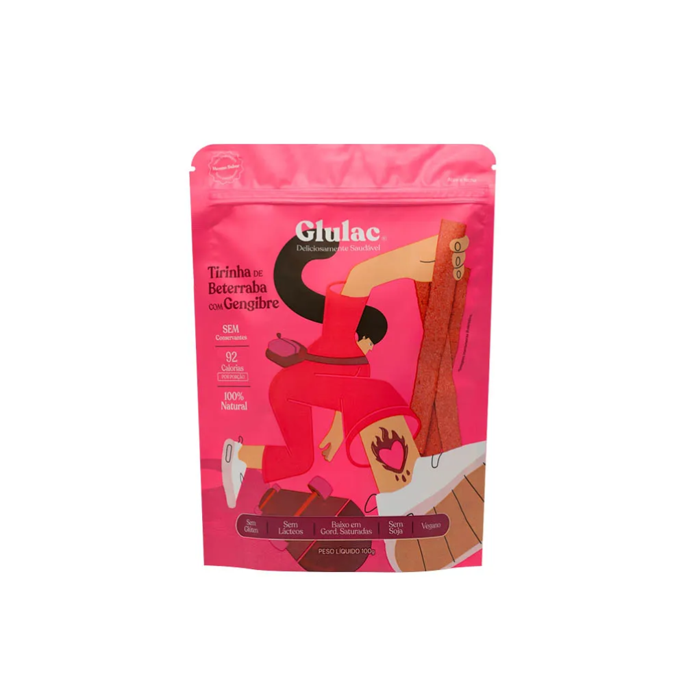 TIRINHA VEGANA BETERRABA COM GENGIBRE GLULAC 100G 