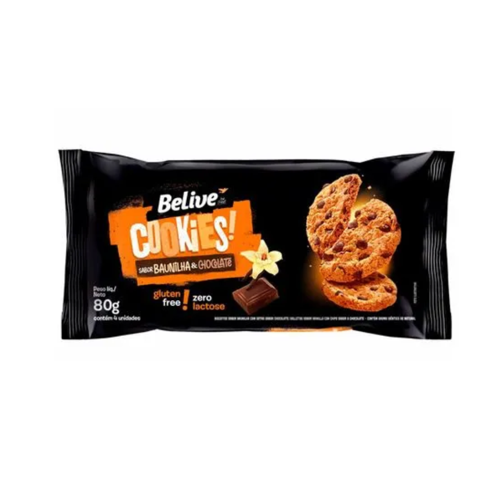 COOKIES BAUNILHA COM CHOCOLATE BELIVE 80G