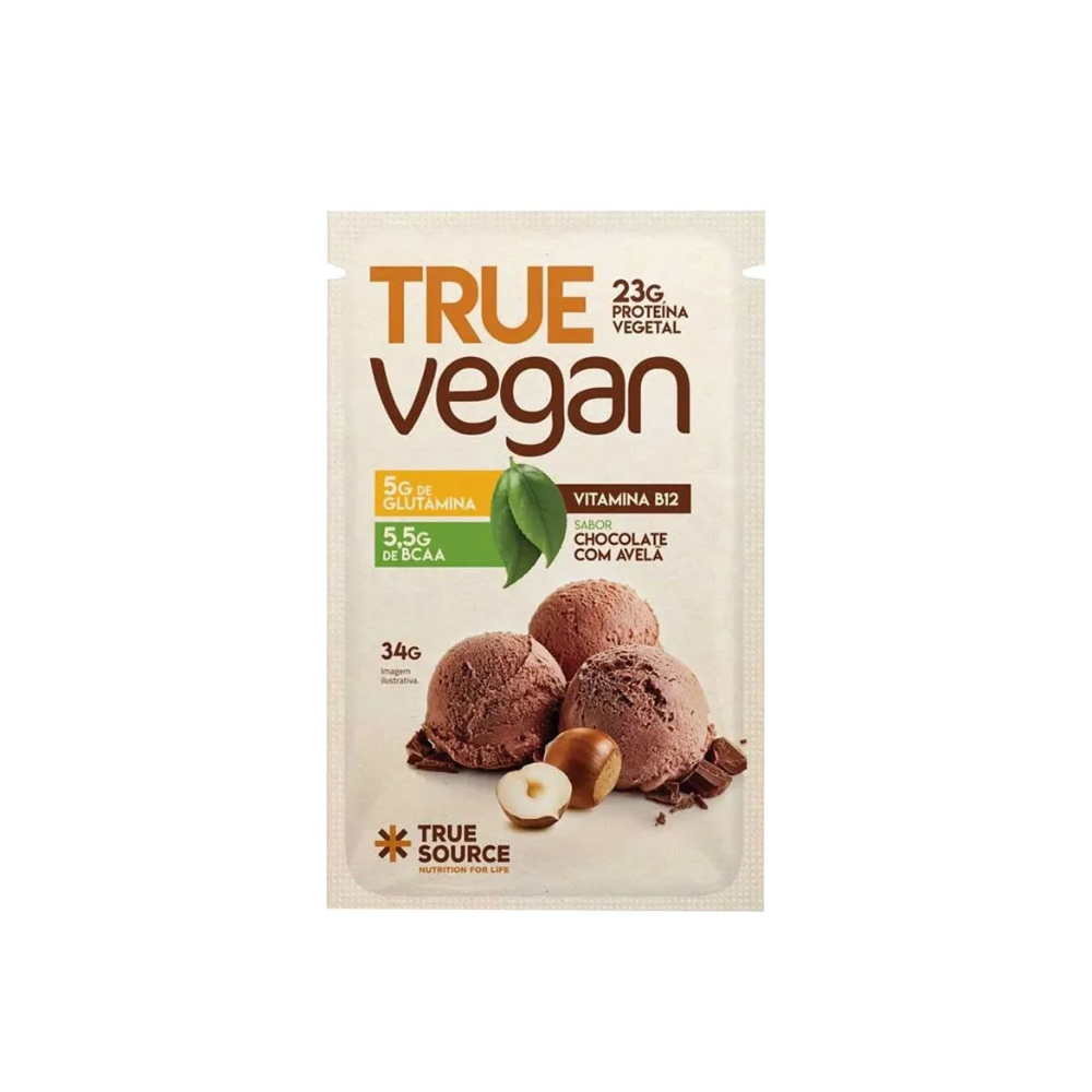 SACHÊ TRUE VEGAN CHOCOLATE COM AVELÃ TRUE SOURCE 34G