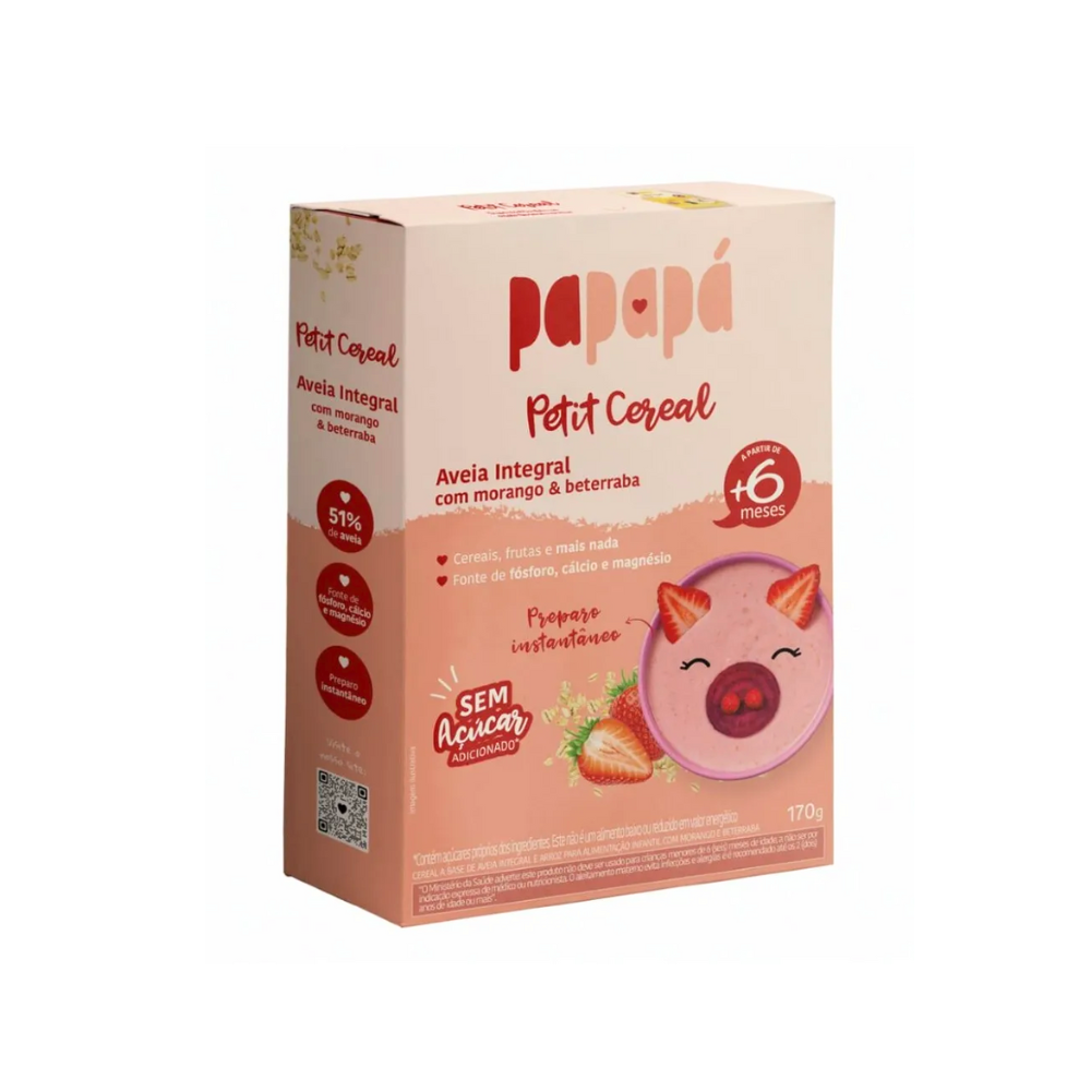 CEREAL DE AVEIA INTEGRAL MORANGO E BETERRABA PAPAPÁ 170G