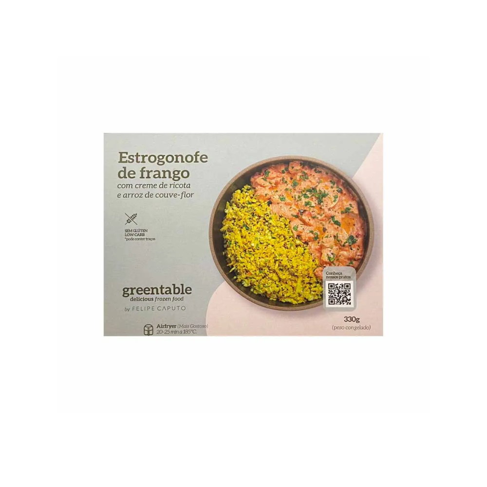 ESTROGONOFE DE FRANGO COM CREME DE RICOTA E ARROZ DE COUVE-FLOR GREEN TABLE 330G