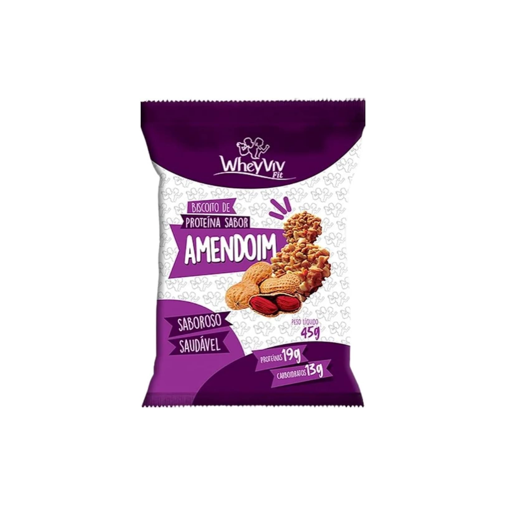 BISCOITO DE PROTEINA SABOR AMENDOIM WHEYVIV 45G