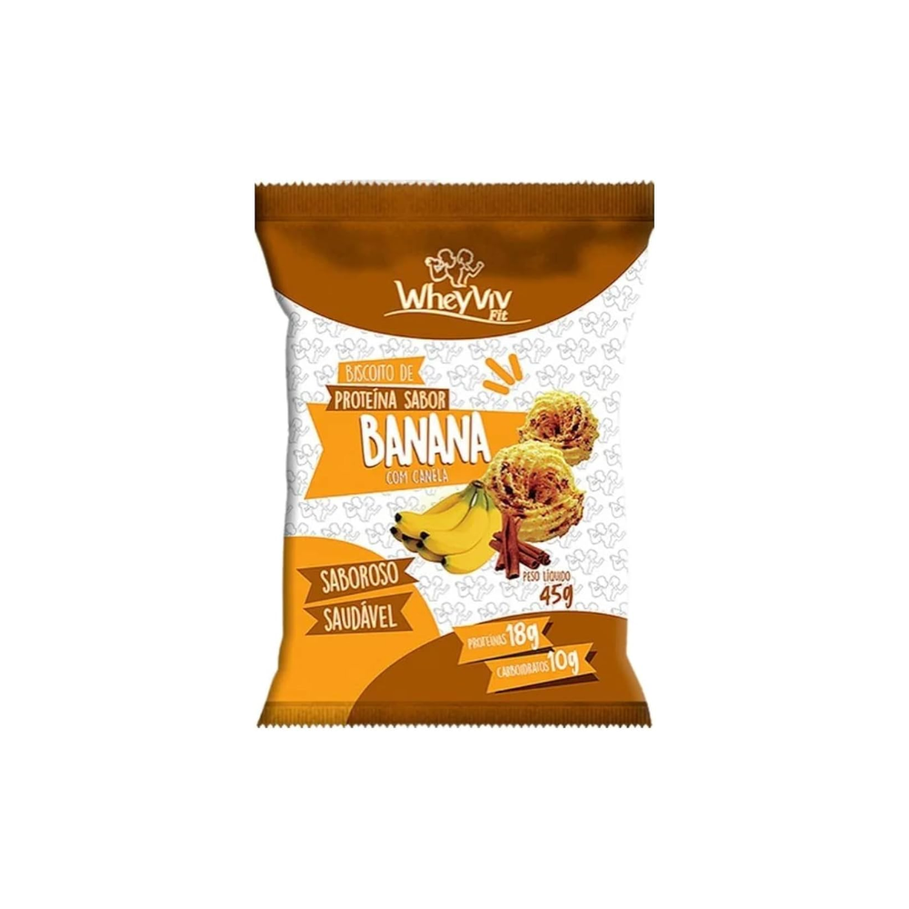 BISCOITO DE PROTEINA SABOR BANANA WHEYVIV 45G