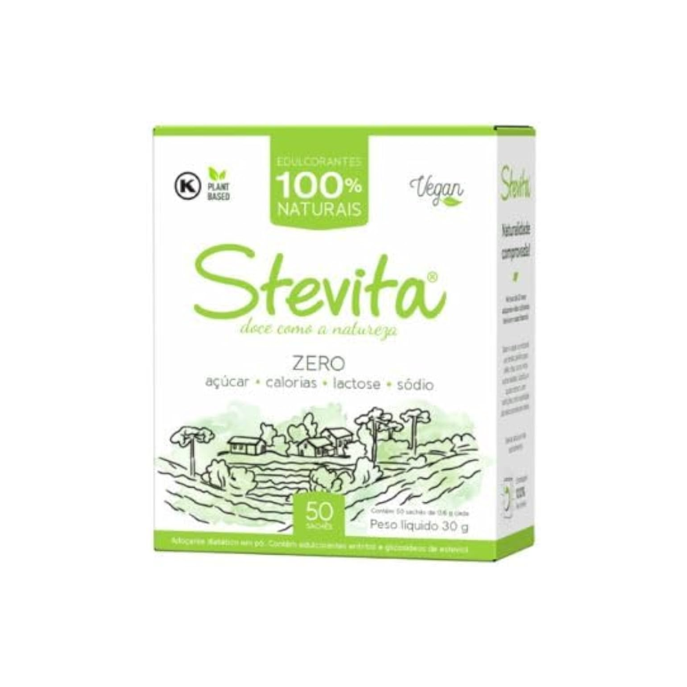 ADOÇANTE EM PÓ STEVIA  SACHÊ STEVITA 50 UNIDADES