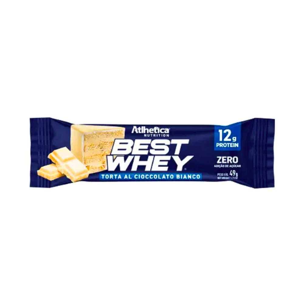 BEST WHEY BARRA DE PROTEÍNA TORTA CIOCCOLATO BIANCO ATLHETICA 49G 