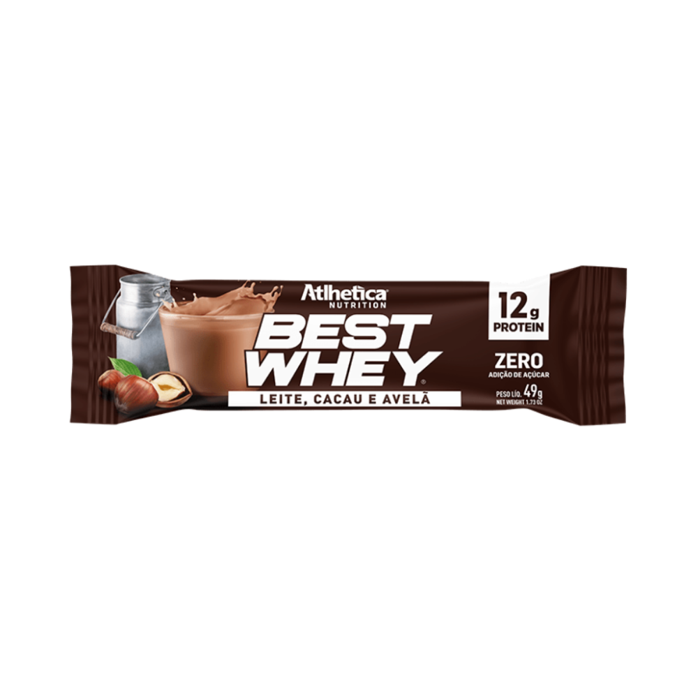 BEST WHEY BARRA DE PROTEÍNA LEITE CACAU E AVELÃ ATLHETICA 49G