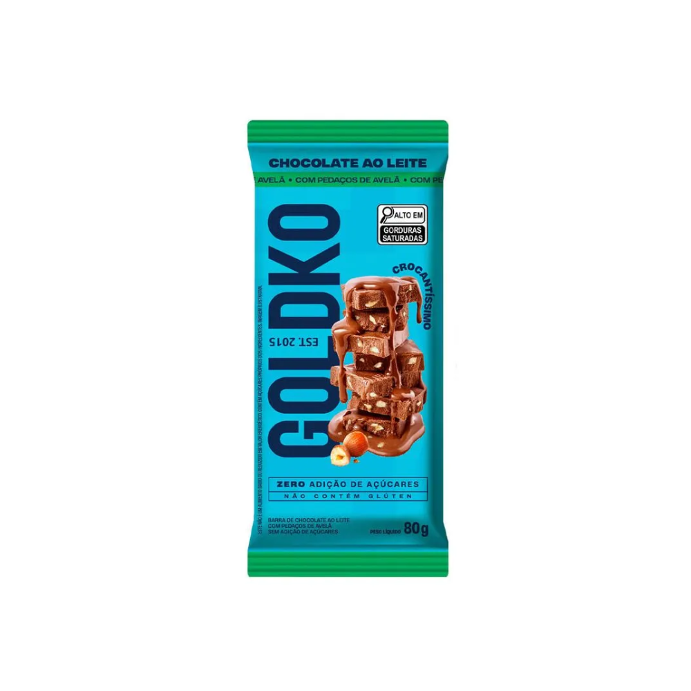 BARRA DE CHOCOLATE AO LEITE COM AVELA GOLDKO 80G 