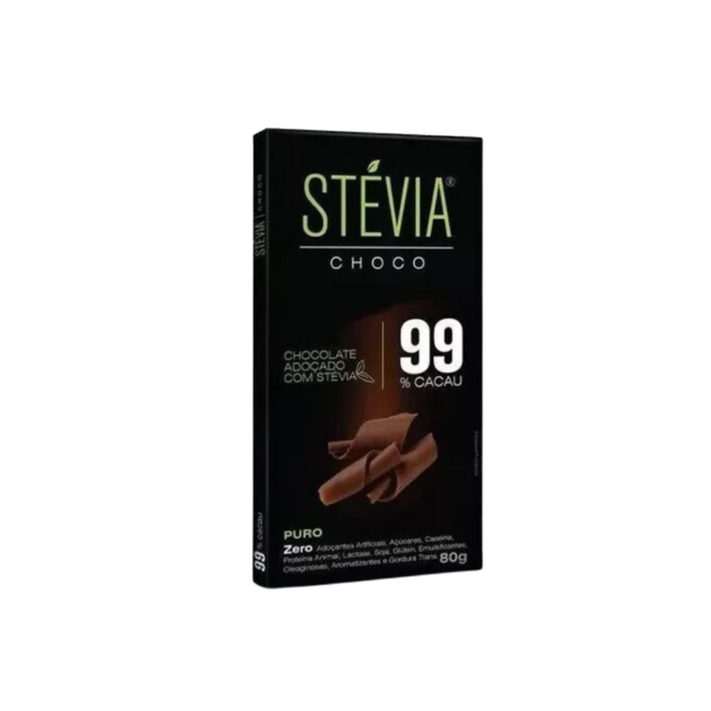 CHOCOLATE 99% CACAU VEGANO STÉVIA 80G