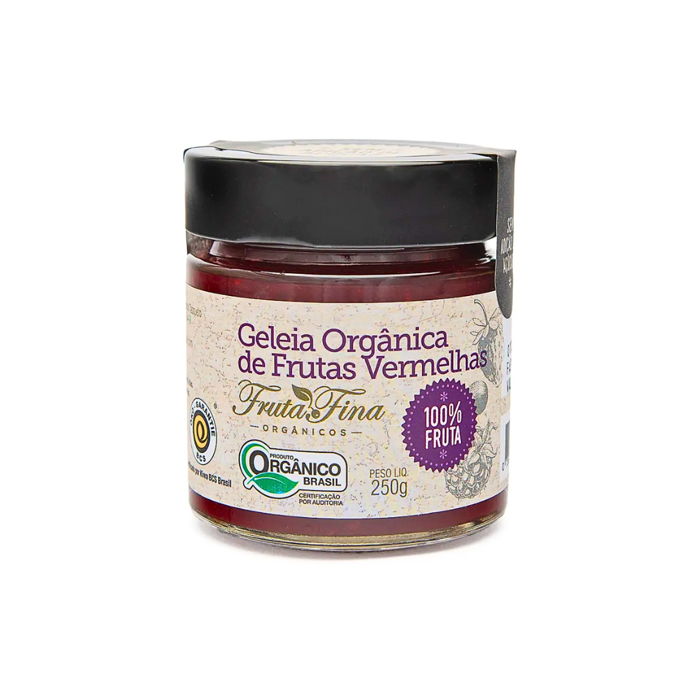 GELEIA 100% FRUTA FRUTAS VERMELHAS ORGÂNICA FRUTA FINA 250G