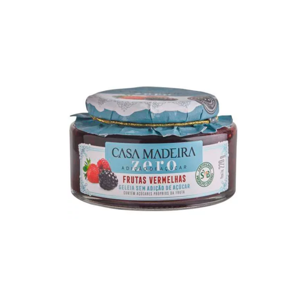 GELEIA ZERO FRUTAS VERMELHAS CASA MADEIRA 220G 