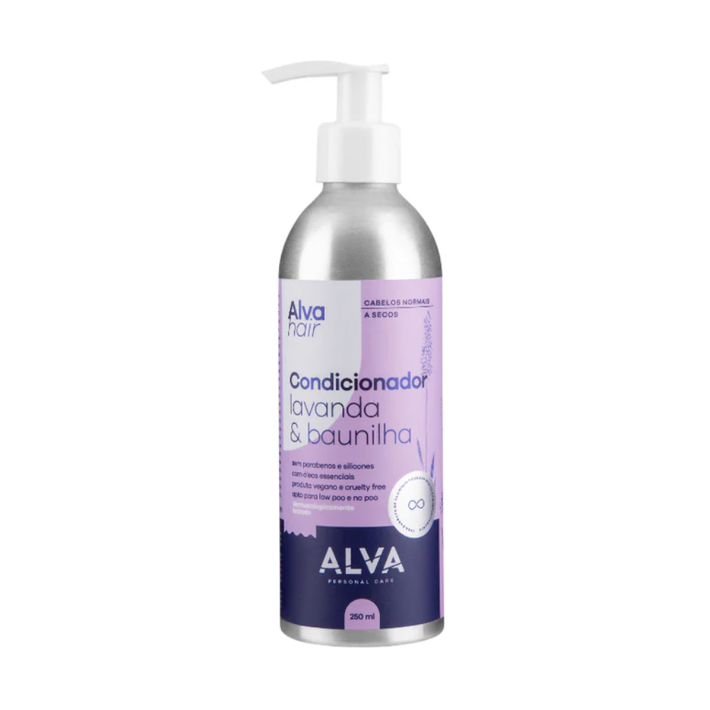 CONDICIONADOR VEGANO CABELOS NORMAIS E SECOS LAVANDA E BAUNILHA ALVA 250ML