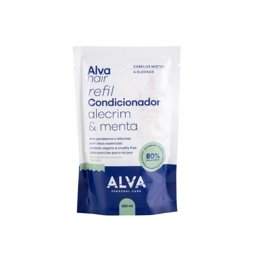 REFIL CONDICIONADOR VEGANO CABELOS MISTOS E OLEOSOS ALECRIM E MENTA ALVA 250ML