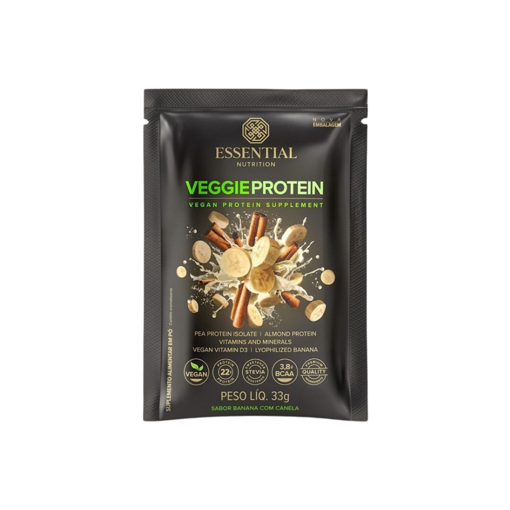 VEGGIE PROTEIN BANANA COM CANELA SACHÊ ESSENTIAL 33G