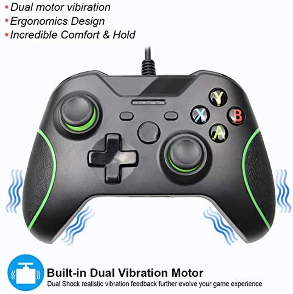 Controle com Fio para Xbox One Alto-6112 com Vibração Dupla, de 3,5 mm para PC Windows 7/8/10 Xbox One, HNQH