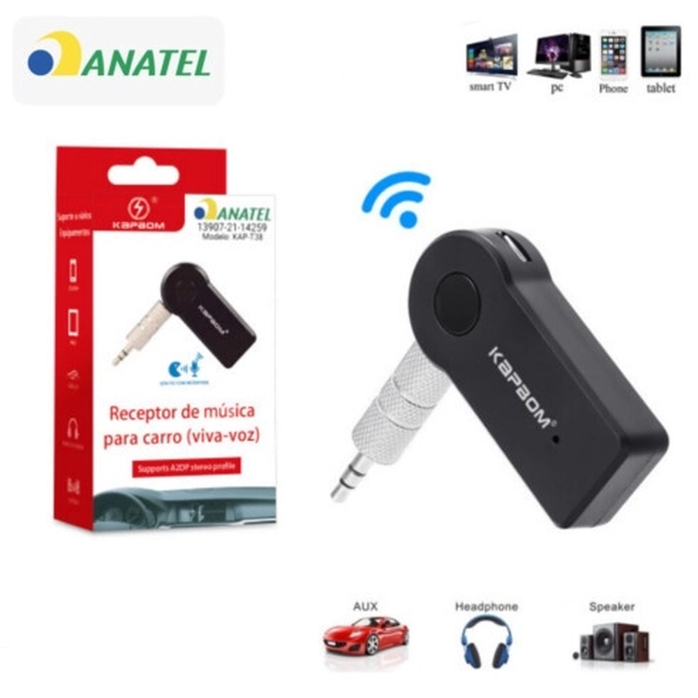 Adaptador Receptor Bluetooth P2 Auxiliar Kapbom - Kap-T38