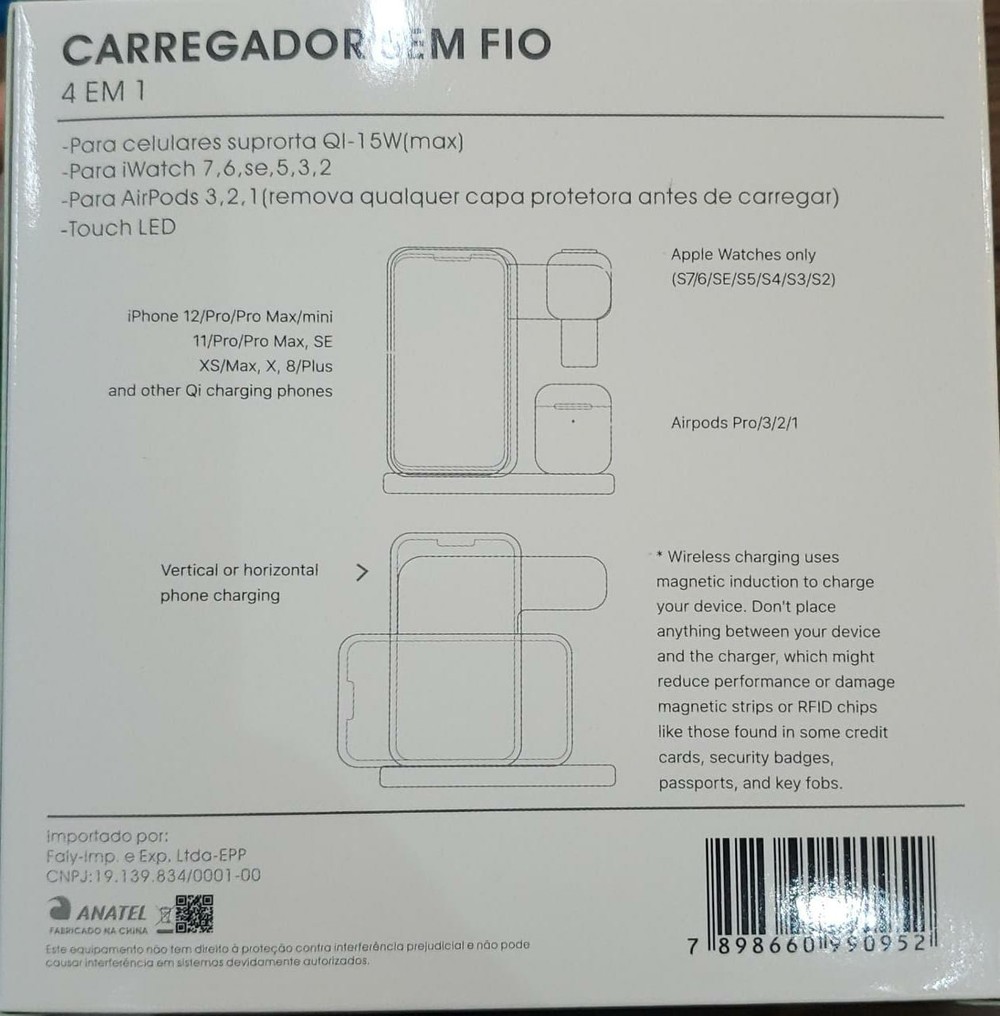 Carregador Indução Sem Fio 20W 4 em 1 QW26